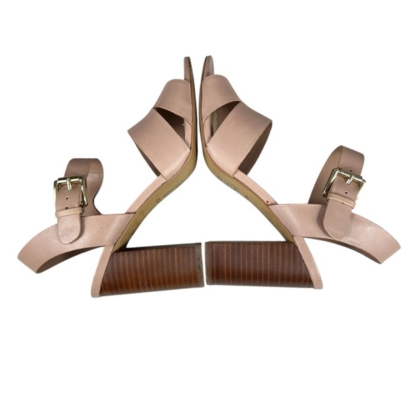 ALDO Caparosa Bone Leather Blush Pink Ankle Strap Block Heel Sandals Open Toe - Picture 4 of 13